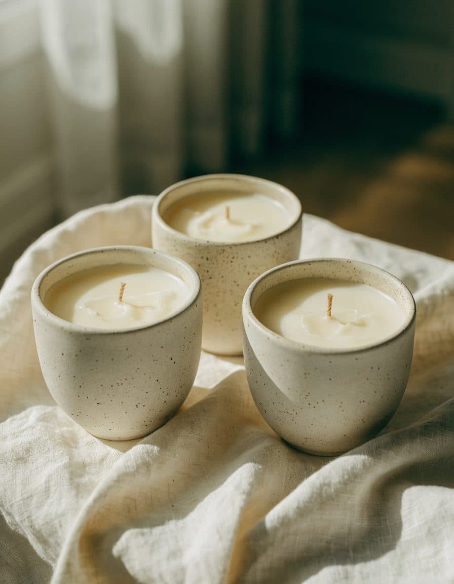 Soy candle in speckled ceramic, cedar & sage