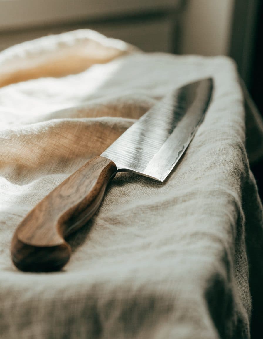 Forged chef knife, walnut handle
