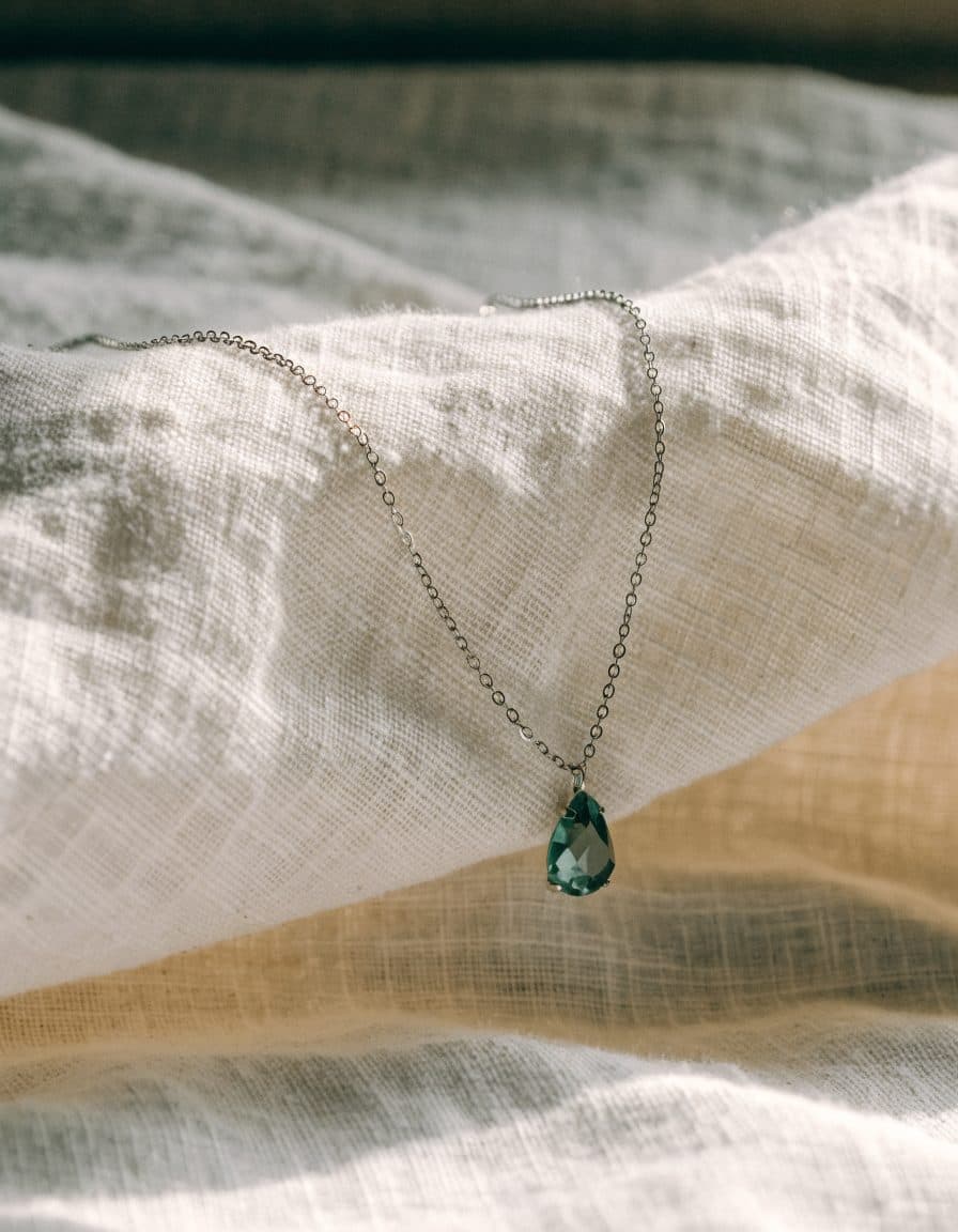 Raw tourmaline necklace, sterling