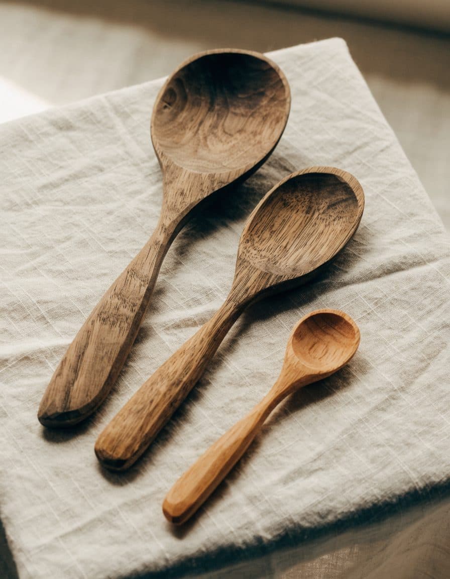 Carved cooking spoons, set of 3