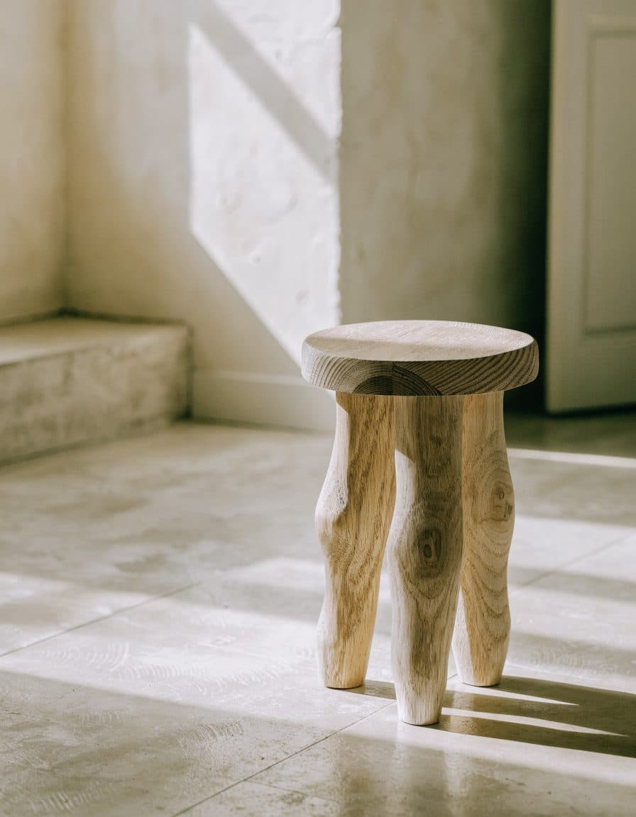 Three-legged stool, white oak