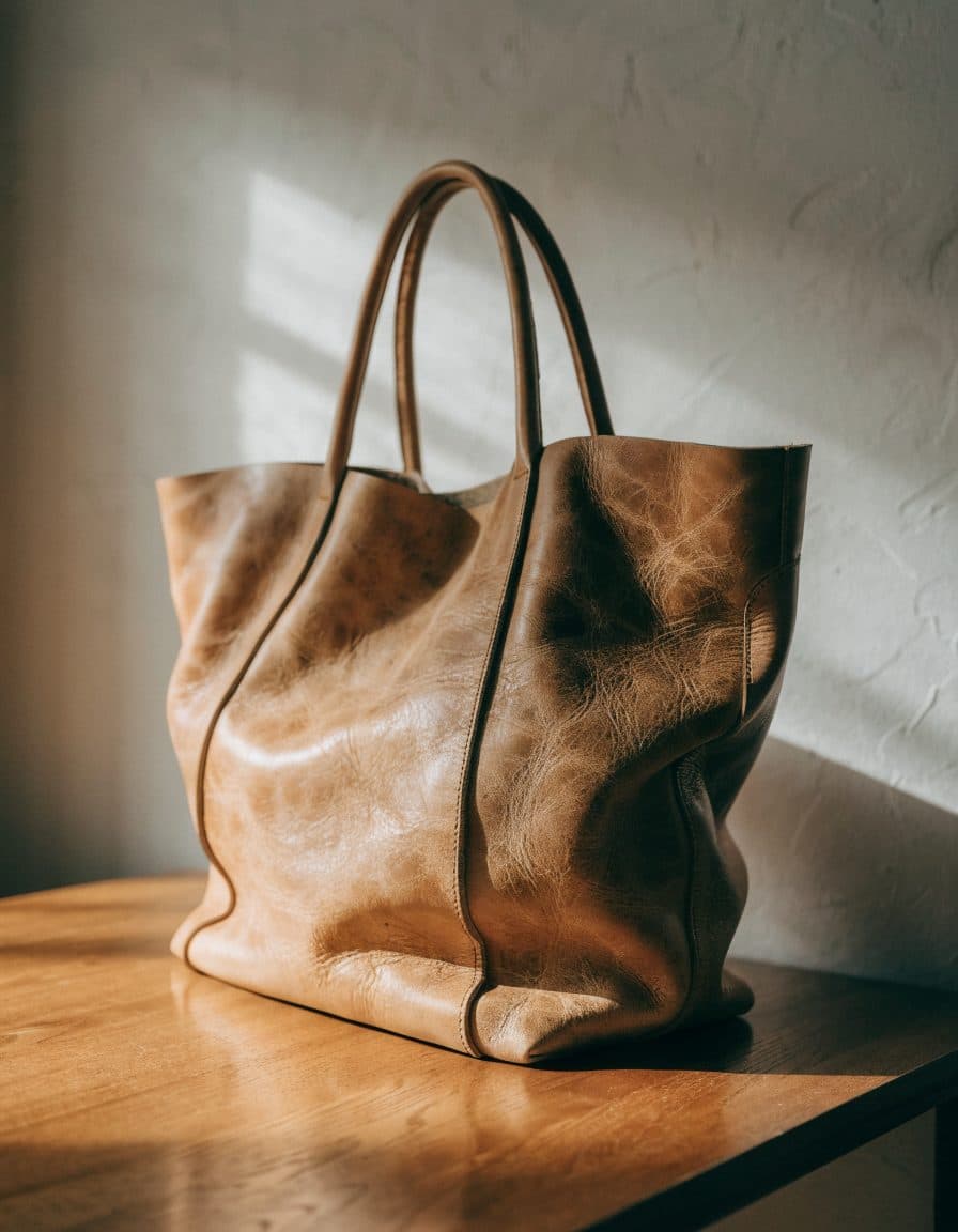 Tan leather tote